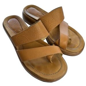 Dansko Sophie Sandals with Toe Loop Tan Leather Slide Womens Sz 41